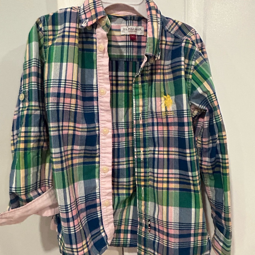 Kids Plaid Shirt - Green, Blue, Pink by U.S. Polo Assn.